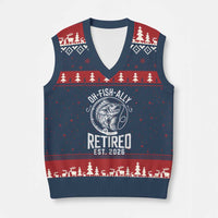 Officially Retired Est 2026 Fishing V-Neck Knit Sweater Vest Funny Fishing Retirement Gift