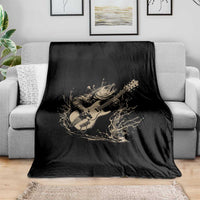 Vintage Trout Playing Guitar Throw Blanket Funny Fishing Musician Gift
