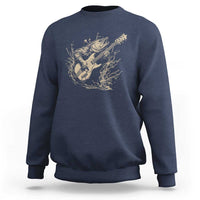 Vintage Trout Playing Guitar Sweatshirt Funny Fishing Musician Gift