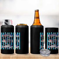 Patriotic Striped Bass Fishing Skeleton 4 in 1 Can Cooler Tumbler USA Flag Angler Gift