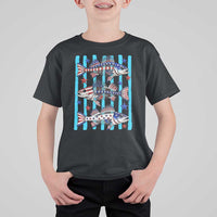Patriotic Striped Bass Fishing Skeleton T Shirt For Kid USA Flag Angler Gift