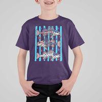 Patriotic Striped Bass Fishing Skeleton T Shirt For Kid USA Flag Angler Gift