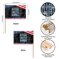 Striped Bass Fishing Skeleton Patriotic Handheld Flag USA Flag Angler Gift