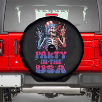 Funny Party In The USA Skeleton Rock Hand Spare Tire Cover 4th Of July Rocker Gift