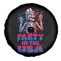 Funny Party In The USA Skeleton Rock Hand Spare Tire Cover 4th Of July Rocker Gift