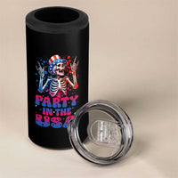 Funny Party In The USA Skeleton Rock Hand 4 in 1 Can Cooler Tumbler 4th Of July Rocker Gift
