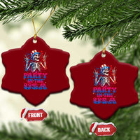 Funny Party In The USA Skeleton Rock Hand Ceramic Ornament 4th Of July Rocker Gift