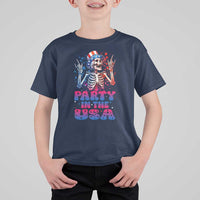 Funny Party In The USA Skeleton Rock Hand T Shirt For Kid 4th Of July Rocker Gift
