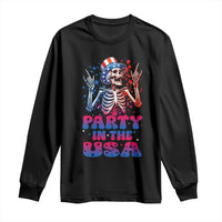 Funny Party In The USA Skeleton Rock Hand Long Sleeve Shirt 4th Of July Rocker Gift