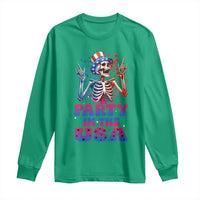 Funny Party In The USA Skeleton Rock Hand Long Sleeve Shirt 4th Of July Rocker Gift