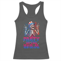 Funny Party In The USA Skeleton Rock Hand Racerback Tank Top 4th Of July Rocker Gift
