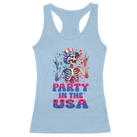 Funny Party In The USA Skeleton Rock Hand Racerback Tank Top 4th Of July Rocker Gift