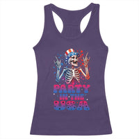 Funny Party In The USA Skeleton Rock Hand Racerback Tank Top 4th Of July Rocker Gift