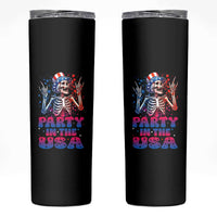 Funny Party In The USA Skeleton Rock Hand Skinny Tumbler 4th Of July Rocker Gift