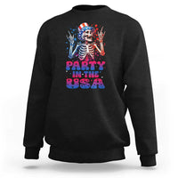Funny Party In The USA Skeleton Rock Hand Sweatshirt 4th Of July Rocker Gift