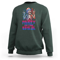 Funny Party In The USA Skeleton Rock Hand Sweatshirt 4th Of July Rocker Gift