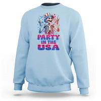 Funny Party In The USA Skeleton Rock Hand Sweatshirt 4th Of July Rocker Gift