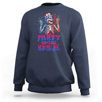 Funny Party In The USA Skeleton Rock Hand Sweatshirt 4th Of July Rocker Gift