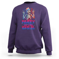 Funny Party In The USA Skeleton Rock Hand Sweatshirt 4th Of July Rocker Gift