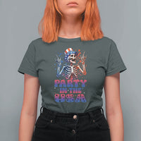 Funny Party In The USA Skeleton Rock Hand T Shirt For Women 4th Of July Rocker Gift