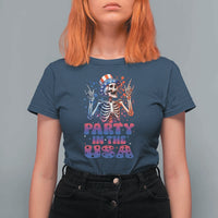 Funny Party In The USA Skeleton Rock Hand T Shirt For Women 4th Of July Rocker Gift