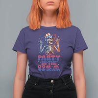 Funny Party In The USA Skeleton Rock Hand T Shirt For Women 4th Of July Rocker Gift