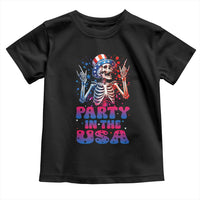 Funny Party In The USA Skeleton Rock Hand Toddler T Shirt 4th Of July Rocker Gift