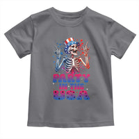 Funny Party In The USA Skeleton Rock Hand Toddler T Shirt 4th Of July Rocker Gift