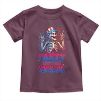 Funny Party In The USA Skeleton Rock Hand Toddler T Shirt 4th Of July Rocker Gift