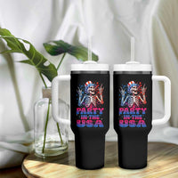 Funny Party In The USA Skeleton Rock Hand Tumbler With Handle 4th Of July Rocker Gift