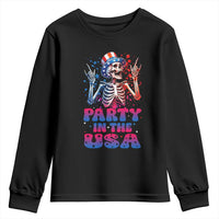 Funny Party In The USA Skeleton Rock Hand Youth Sweatshirt 4th Of July Rocker Gift