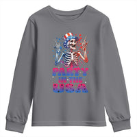 Funny Party In The USA Skeleton Rock Hand Youth Sweatshirt 4th Of July Rocker Gift