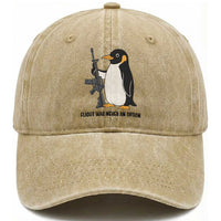 Funny Penguin Lover Gift Washed Cotton Baseball Cap Flight Was Never An Option