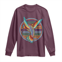 Colorful Geometric Tribal Hummingbird Long Sleeve Shirt Southwest Pattern Graphic
