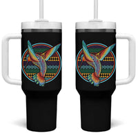 Colorful Geometric Tribal Hummingbird Tumbler With Handle Southwest Pattern Graphic