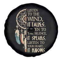 Indigenous Dreamcatcher Tribal Graphic Spare Tire Cover Listen To The Wind Listen To The Silence