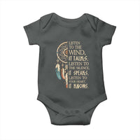 Indigenous Dreamcatcher Tribal Graphic Baby Onesie Listen To The Wind Listen To The Silence