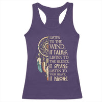 Indigenous Dreamcatcher Tribal Graphic Racerback Tank Top Listen To The Wind Listen To The Silence