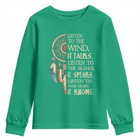 Indigenous Dreamcatcher Tribal Graphic Youth Sweatshirt Listen To The Wind Listen To The Silence