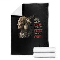 Listen To The Wind Listen To The Silence Throw Blanket Native American Wisdom