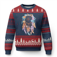 Dream Catcher Colorful Boho Floral Feather Graphic Ugly Christmas Sweater