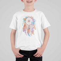 Dream Catcher Colorful Boho Floral Feather Graphic T Shirt For Kid