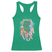 Dream Catcher Colorful Boho Floral Feather Graphic Racerback Tank Top
