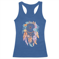 Dream Catcher Colorful Boho Floral Feather Graphic Racerback Tank Top