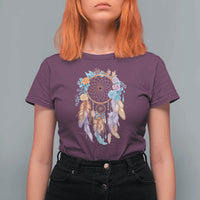 Dream Catcher Colorful Boho Floral Feather Graphic T Shirt For Women