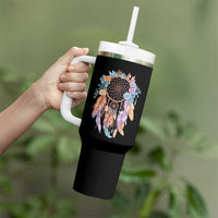 Dream Catcher Colorful Boho Floral Feather Graphic Tumbler With Handle