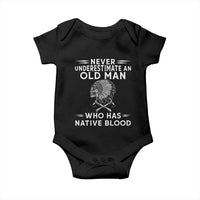 Native Warrior Skull Baby Onesie Never Underestimate An Old Man Who Has Native Blood