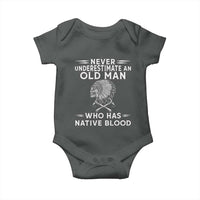 Native Warrior Skull Baby Onesie Never Underestimate An Old Man Who Has Native Blood
