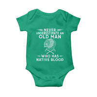 Native Warrior Skull Baby Onesie Never Underestimate An Old Man Who Has Native Blood