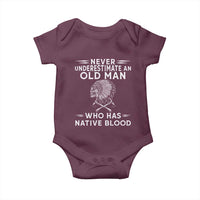Native Warrior Skull Baby Onesie Never Underestimate An Old Man Who Has Native Blood